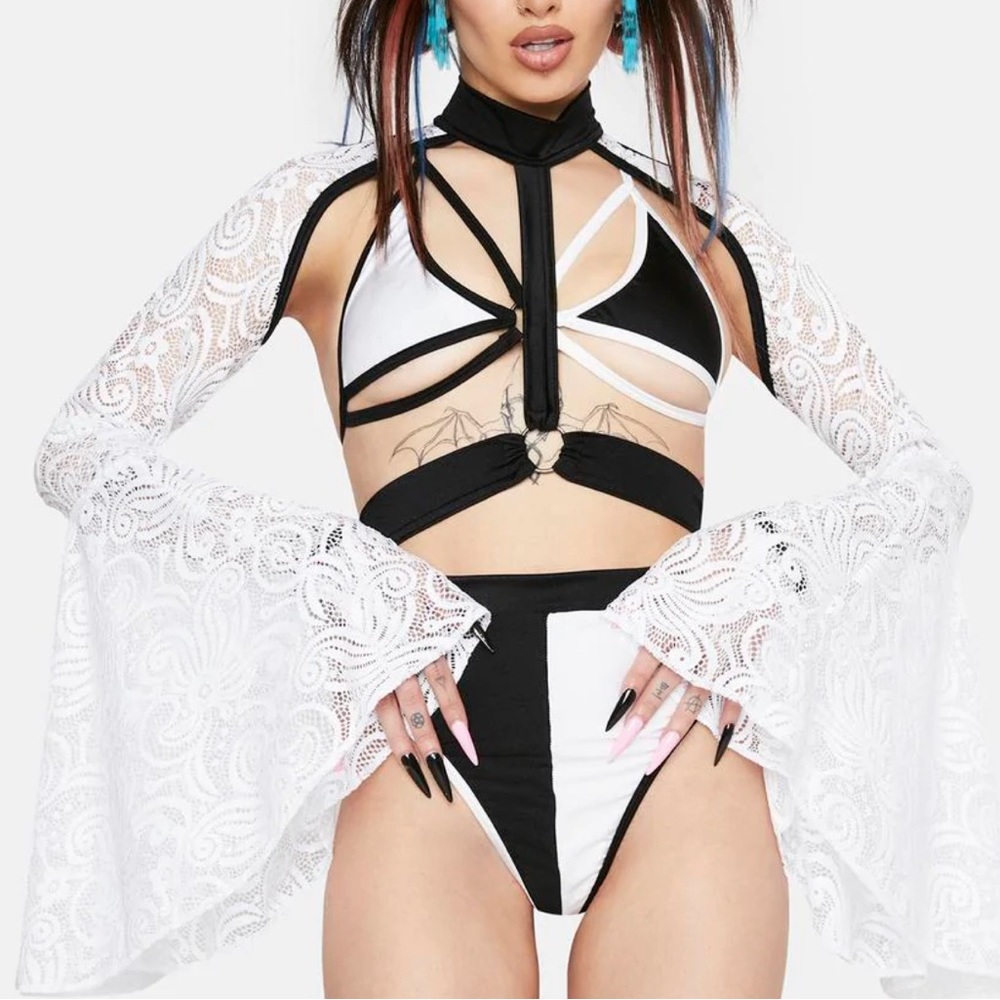 Rolita Couture Lace Bell Sleeve Harness Shrug